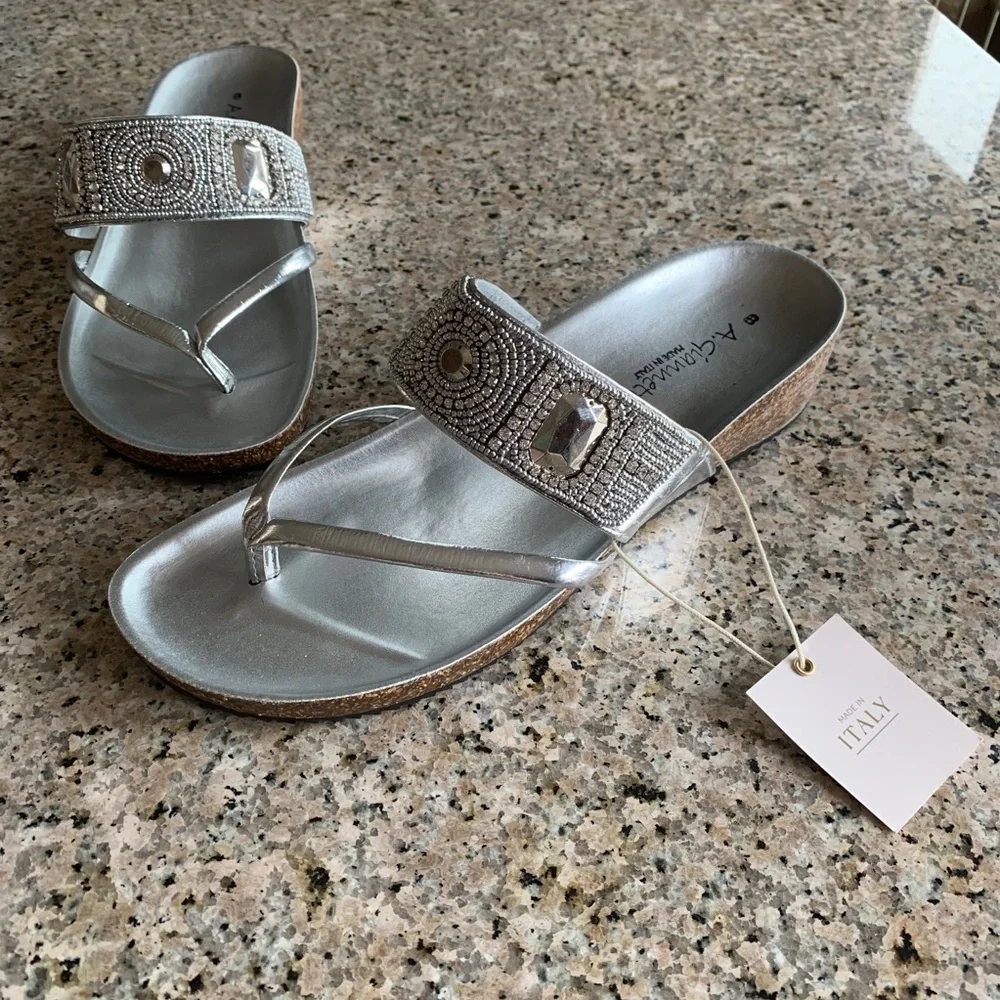 A. Giannetti Silver Sandals - Picture 1 of 6